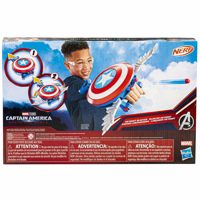 Hasbro Escudo Lanzadardos Capitán América Brave New World con Dardos NERF