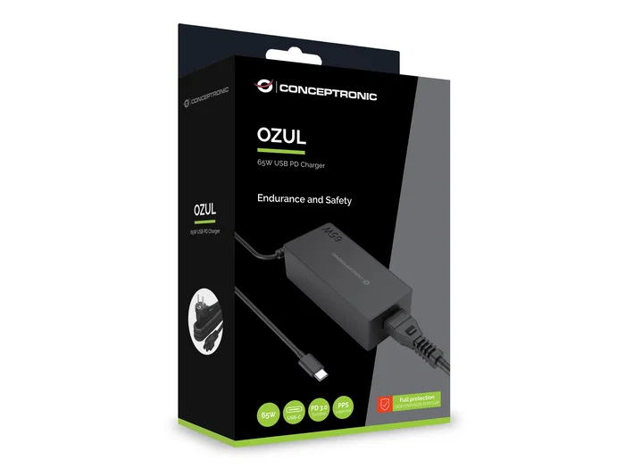 Conceptronic Cargador GaN USB-C 65W PD 3.0/PPS OZUL09BE Conceptronic Cargador GaN USB-C 65W PD 3.0/PPS OZUL09BE