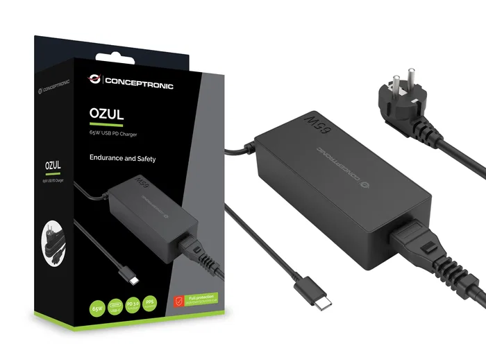 Conceptronic Cargador GaN USB-C 65W PD 3.0/PPS OZUL09BE Conceptronic Cargador GaN USB-C 65W PD 3.0/PPS OZUL09BE