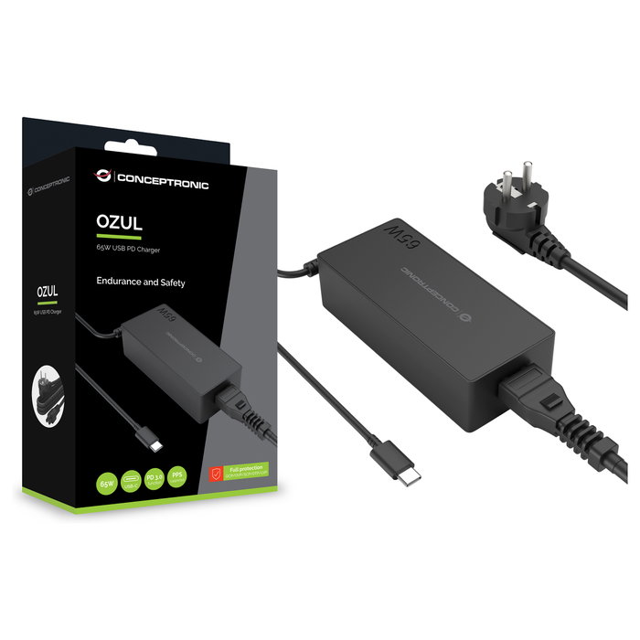 Conceptronic Cargador GaN 1 Puerto USB-C 65W PD 3.0/PPS OZUL09BE