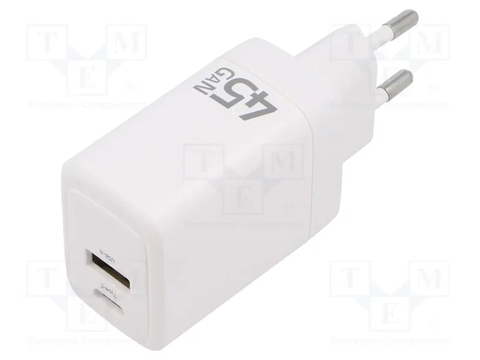 QOLTEC Cargador de Red GaN 45W con USB-C y USB-A QOLTEC Cargador de Red GaN 45W con USB-C y USB-A
