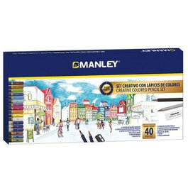 Manley Set Creativo de Lápices de Colores de 40 Piezas