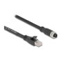DeLOCK Cable de red M12 X-codificado 8 pin hembra a RJ45 macho Cat.5e S/FTP 2 m Negro