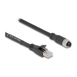 DeLOCK Cable de red M12 X-codificado 8 pin hembra a RJ45 macho Cat.5e S/FTP 2 m Negro