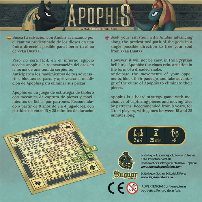 Sugaar Editorial Apophis: La Maldición SGAP01ES - Juego de Mesa Estratégico, Mitología Egipcia, 2 a 4 Jugadores, 25 Min, Bilingüe Español/Inglés, a Partir de 9 Años