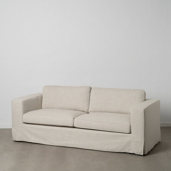 Sofá 3 Plazas Beige Tejido Siena 222 X 95 X 80 cm Sofá 3 Plazas Beige Tejido Siena 222 X 95 X 80 cm