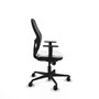 Silla de oficina Jorquera con mecanismo Sincro tapizada con Tela color Blanco y malla color Negro. Equipada con lumbar 1D, Brazos 1D y Ruedas 65mm nailon