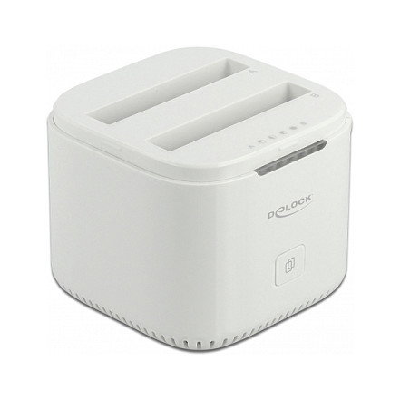DeLOCK Estación de acoplamiento USB Type-C 3.2 para 2 x 2.5Pol SATA HDD/SSD con función de clonación Blanco