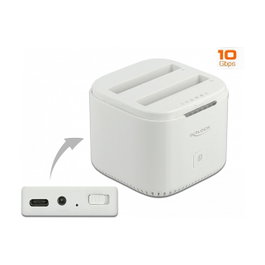 DeLOCK Estación de acoplamiento USB Type-C 3.2 para 2 x 2.5Pol SATA HDD/SSD con función de clonación Blanco