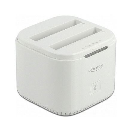 DeLOCK Estación de acoplamiento USB Type-C 3.2 para 2 discos duros/SSD SATA de 2.5 pulgadas con función de clonación, 6 Gbit/s, Plug and Play