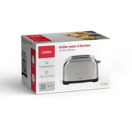Livoo Tostadora DOD196 de 2 rebanadas, 850 W, acero inoxidable, termostato con 7 niveles regulables