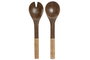 DKD Home Decor Set de 2 Utensilios de Mango y Ratán Trenzado Natural