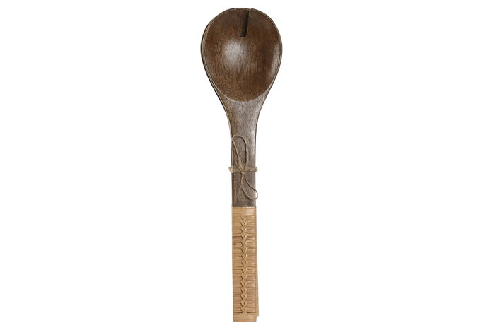 DKD Home Decor Set de 2 Utensilios de Mango y Ratán Trenzado Natural