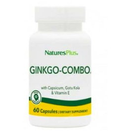 NATURES PLUS Ginkgo-Combo 60 Cápsulas - Complemento Circulación Ginkgo Biloba Centella Asiática Vitamina E