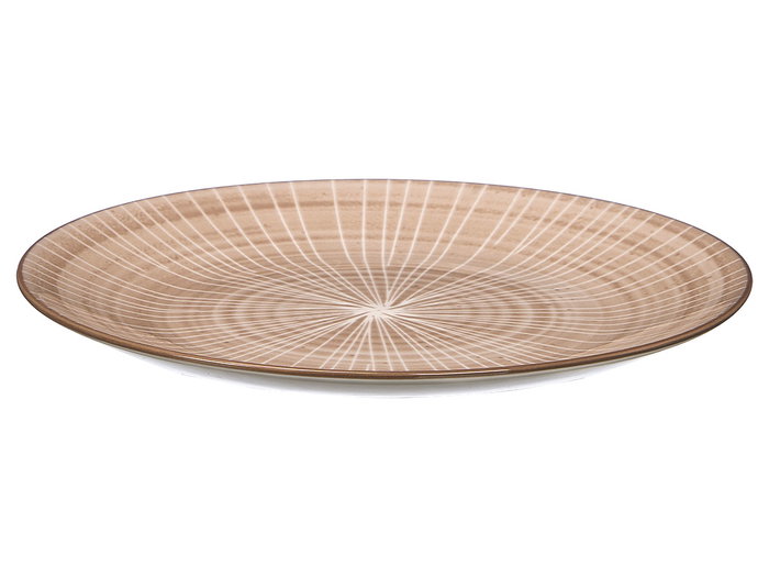 Vessia Plato Postre de Cerámica con Rayas, Color Marrón, 19 cm de Diámetro, Vajilla y Menaje (Set de 24)