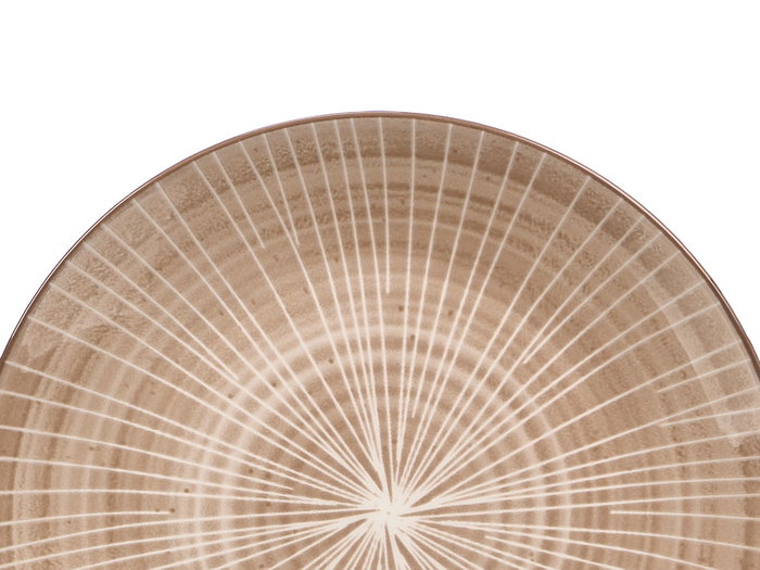 Vessia Plato Postre de Cerámica con Rayas, Color Marrón, 19 cm de Diámetro, Vajilla y Menaje (Set de 24)