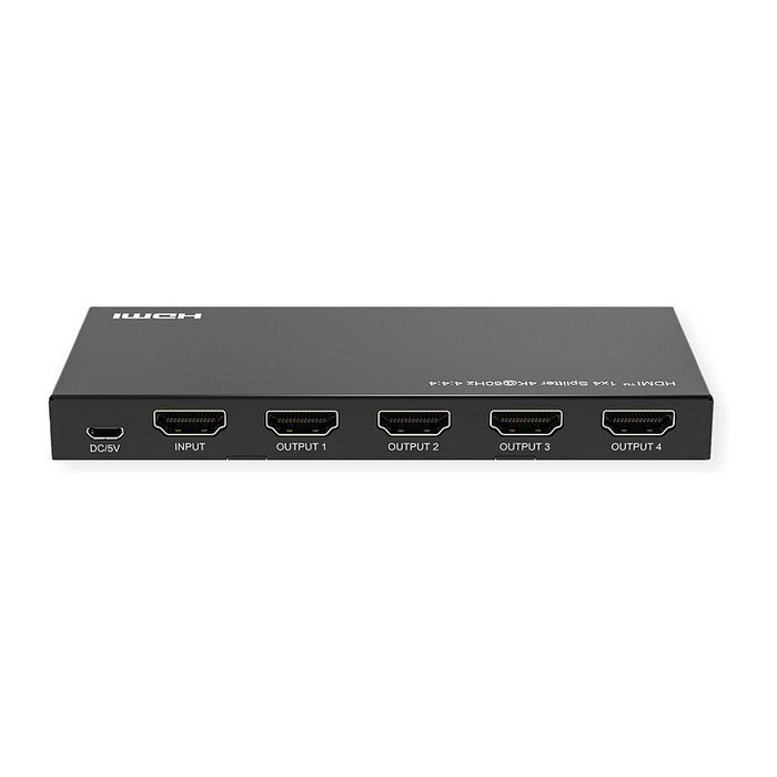 VALUE 14.99.3584 Video-Splitter HDMI 4K Ultra HD, 4 Puertos Salida, Negro, HDR, 60Hz, Plug and Play