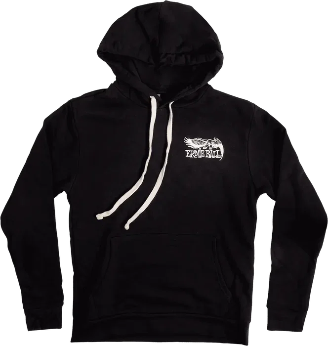 Ernie Ball Sudadera Eagle Fleece Negra Logo Águila Guitarrista 80% Algodón Talla L