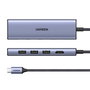 UGREEN 20956A Hub USB Tipo C 6 en 1, HDMI, 3x USB-A 3.0, Lector Tarjetas SD/TF, Plata, 5000 Mbit/s
