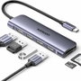 Ugreen Hub 6 en 1 CM511 20956A USB-C con HDMI 4K, 3x USB-A 3.0 y lectores SD/TF, Plata