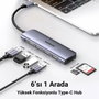 Ugreen Hub 6 en 1 CM511 20956A USB-C con HDMI 4K, 3x USB-A 3.0 y lectores SD/TF, Plata