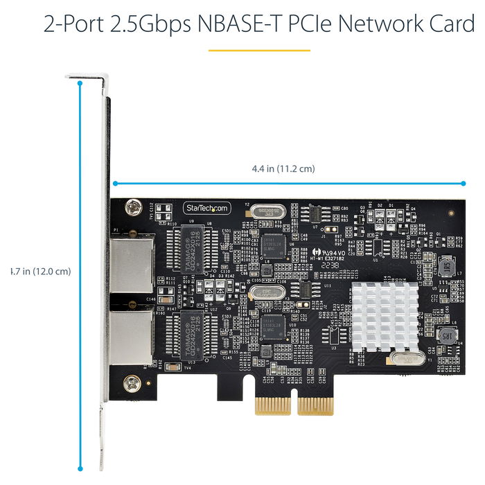 StarTech 2-Port 2.5 Gbit PCIe Network Card Intel I225-V Dual-Port LAN Card Multi-Gigabit NIC 2.5G PCI Express Server Desktop