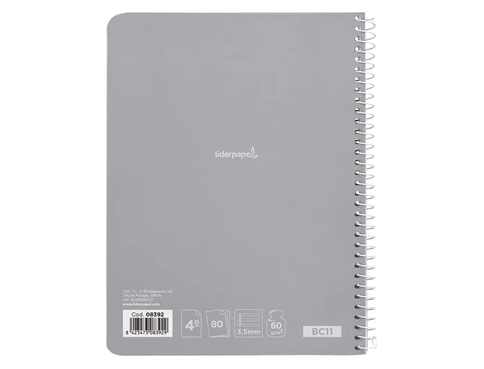Liderpapel Cuaderno Espiral Cuarto Smart Tapa Blanda 80 Hojas