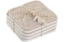 DKD Home Decor Cnacc 26 Posavasos Mediterraneo Natural Blanco Cuerda MDF Set de 4 10 x 10 x 4 cm