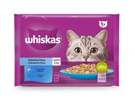 Whiskas Comida para Gatos Adultos Selección Pescado, Alimento Húmedo en Sobres 4x85 g, 13 Unidades - Mars