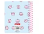 SAFTA Cuaderno espiral A6 microperforado, 120 hojas cuadrícula 5mm, tapa forrada, color rosa The Pink Cat