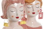 DKD Home Decor Macetero Dolomite Busto Mujer Chica - Set de 2 unidades