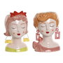 DKD Home Decor Macetero Dolomite Busto Mujer Chica - Set de 2 unidades