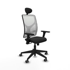 PIQUERAS Y CRESPO Silla de oficina Motilla con mecanismo Sincro, Similpiel Negro y Malla Blanco