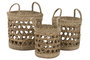 DKD Home Decor Set de 3 Cestas de Seagrass Natural 30x30x40 cm