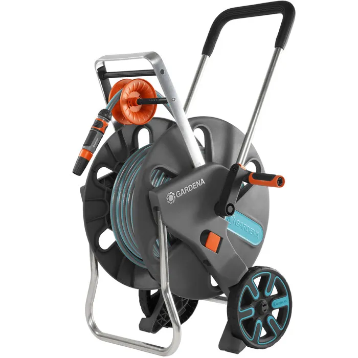GARDENA Aquaroll Easy Enrollador de Manguera con Manguera de 30 m Ø19 mm, Resistente a Gel