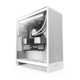 NZXT CM-H72FW-01 Torre H7 Flow ATX PC Gaming, Chasis Blanco, Acrílico Templado, Flujo de Aire, Cable Management, 3 Ventiladores Preinstalados Incluidos