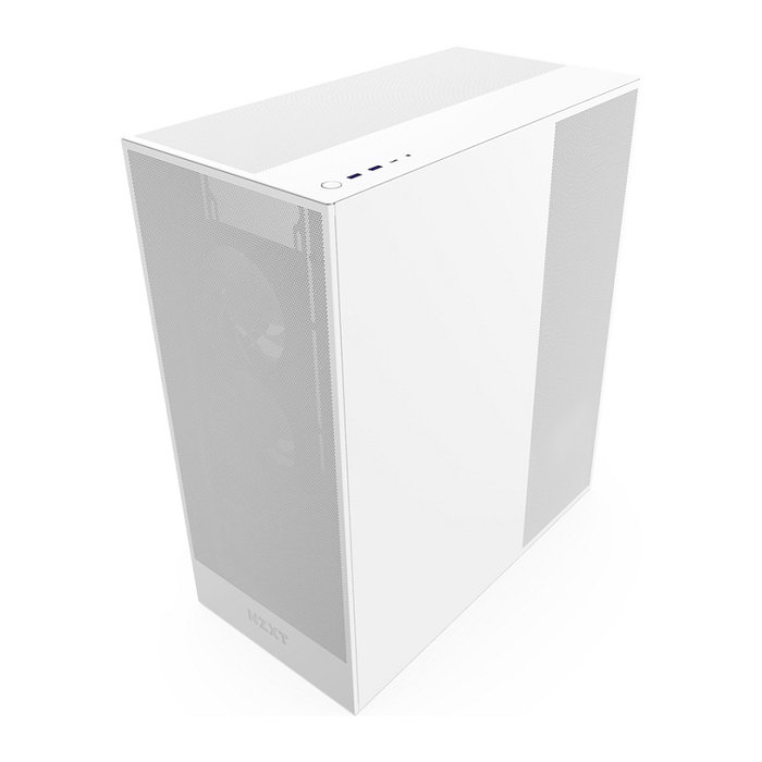 NZXT H7 Flow CM-H72FW-01 Torre Media para PC Blanco ATX con Panel de Vidrio Templado, 3 Ventiladores Frontales, Soporte para 360 mm y Fuente de Alimentación No Incluida