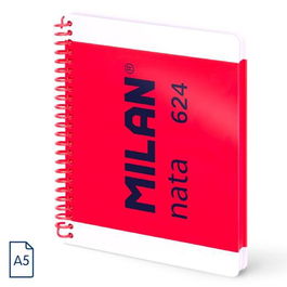 Milan Cuaderno Espiral A5 80H 95 gr 5x5 mm Tapa Dura Colección Nata® 624 Rosa