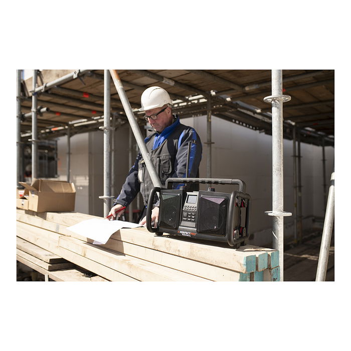 PerfectPro ROCKBULL Radio Portátil 50W, DAB+/FM, Bluetooth, Resistente IP65 a Polvo/Agua/Golpes, Batería 12000mAh 16h, Negro