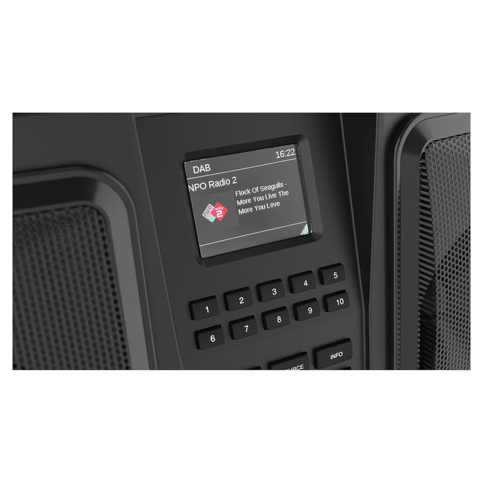 PerfectPro ROCKBULL Radio Portátil 50W, DAB+/FM, Bluetooth, Resistente IP65 a Polvo/Agua/Golpes, Batería 12000mAh 16h, Negro