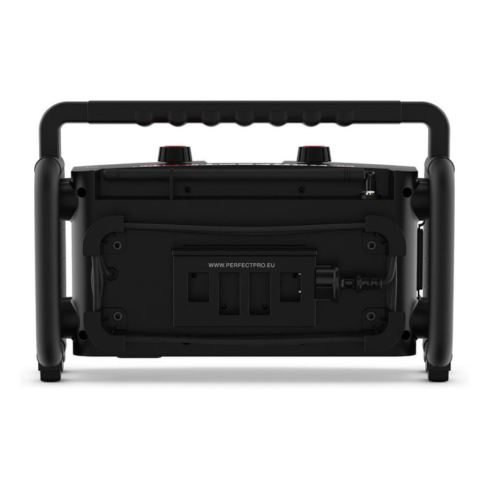 PerfectPro ROCKBULL Radio Portátil 50W, DAB+/FM, Bluetooth, Resistente IP65 a Polvo/Agua/Golpes, Batería 12000mAh 16h, Negro