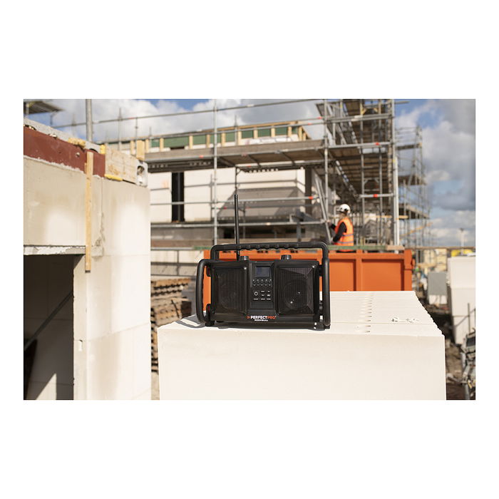 PerfectPro ROCKBULL Radio Portátil 50W, DAB+/FM, Bluetooth, Resistente IP65 a Polvo/Agua/Golpes, Batería 12000mAh 16h, Negro