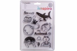 Innspiro Set de sellos acrílicos Animales mundo marino 14x18cm
