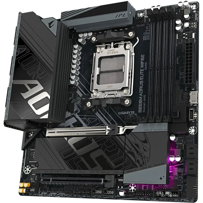 Gigabyte B850M AORUS ELITE WF6E Placa Base Micro-ATX AMD B850 con DDR5, PCIe 5.0 y WiFi 6E