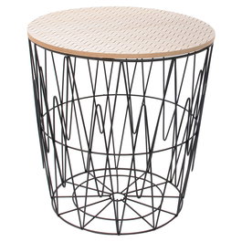 Home Deco Factory Mesa Varilla Zigzag Mobilier Design Tapa Madera Extraíble Altura 40 cm