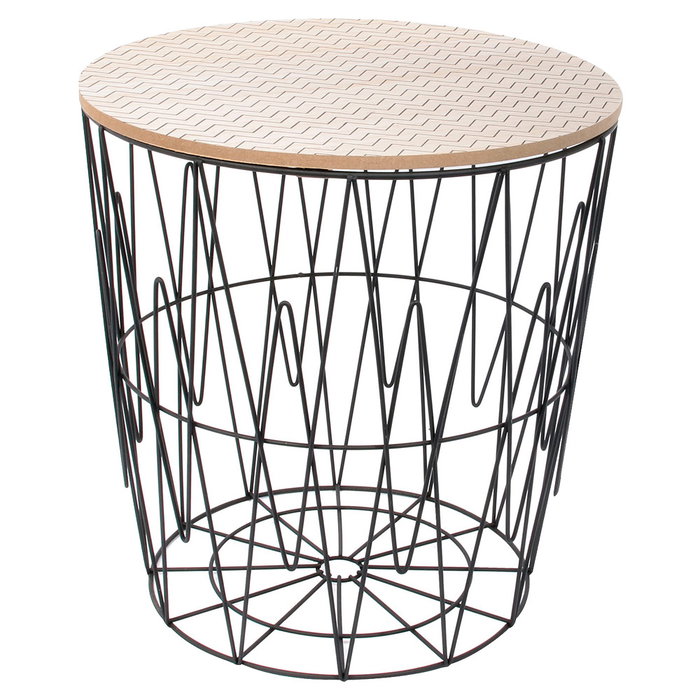 Home Deco Factory Mesa Varilla Zigzag Mobilier Design Tapa Madera Extraíble Altura 40 cm Home Deco Factory Mesa Varilla Zigzag Mobilier Design Tapa Madera Extraíble Altura 40 cm