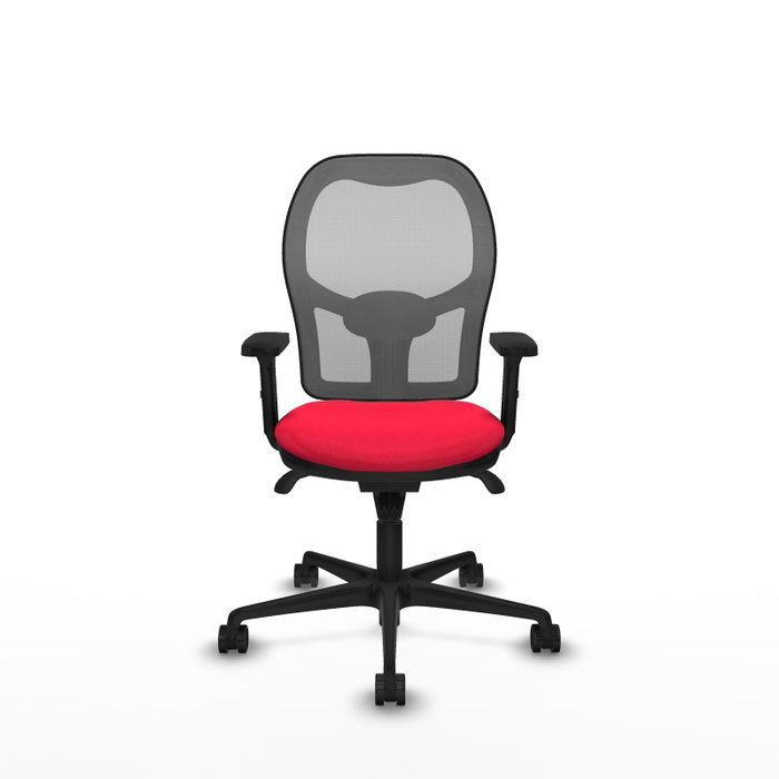 PIQUERAS Y CRESPO Silla de oficina Jorquera con mecanismo sincro, tela roja y malla gris