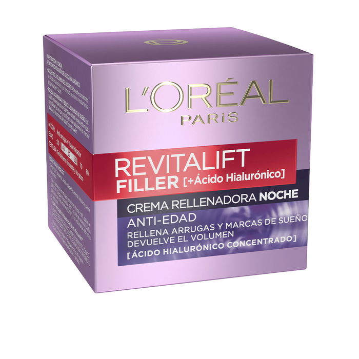 L'Oréal Paris REVITALIFT FILLER Crema de Noche con Ácido Hialurónico para Revitalizar y Recuperar Volumen, 50 ml