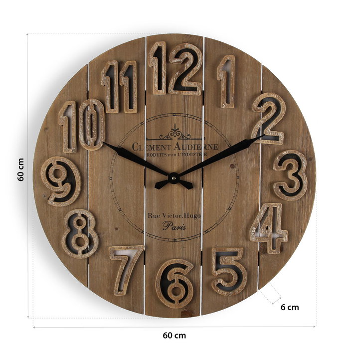Versa Reloj de Pared Clement Madera MDF 60x6x60 cm