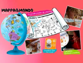 Globo Terraqueo Nova Rico Infantil con Luz, Base y Meridiano Azul, Diametro 25 cm